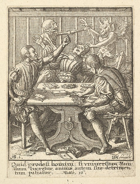 The Gamesters  from the Dance of Death 1651-After Hans Holbein,  Poster Print Wall Art
