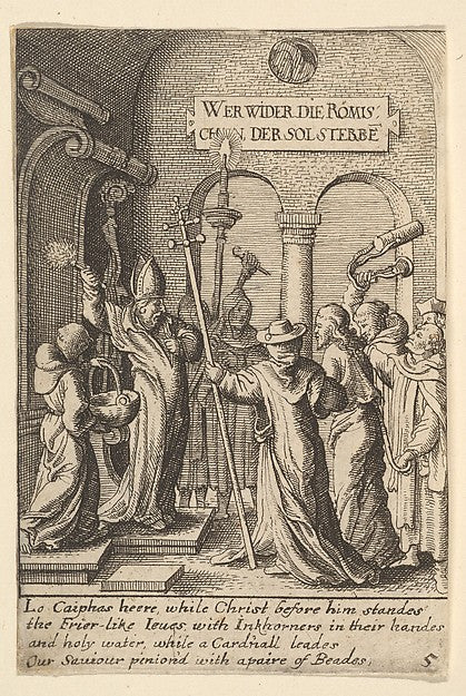 Jesus before Caiaphas 1625–77-After Hans Holbein the Younger,  Poster Print Wall Art