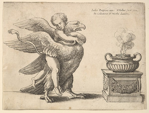 Cupid and an eagle 1652-After Giulio Romano,  Poster Print Wall Art