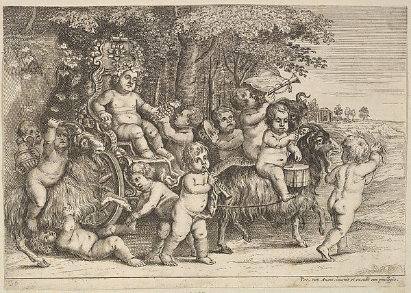 Eleven Boys and Three Goats 1625–77-Wenceslaus Hollar,  Poster Print Wall Art