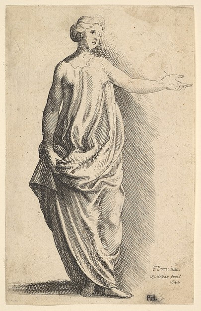 Female figure 1645-After Parmigianino ,  Poster Print Wall Art