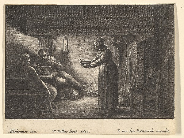 The satyr and the peasant 1644-Wenceslaus Hollar,  Poster Print Wall Art