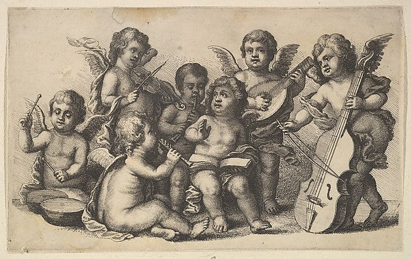 Concert of cherubs on Earth 1625–77-Wenceslaus Hollar,  Poster Print Wall Art