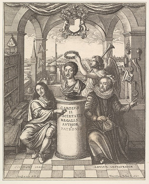 The Royal Society  frontispiece to Thomas Sprat  "The History,  Poster Print Wall Art