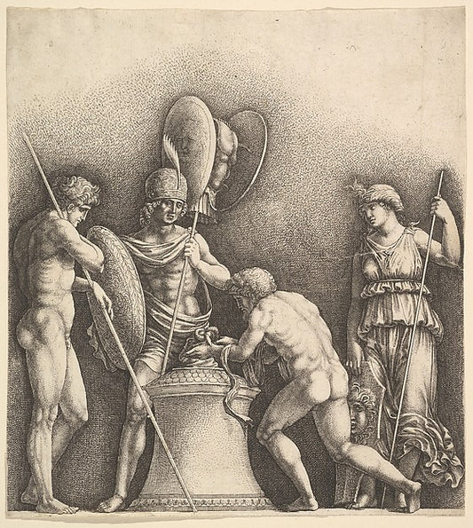 Four classical figures  1638-Wenceslaus Hollar,After school o,16x12"(A3)Poster