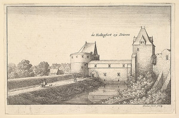 Fortified gate at Düren 1664-Wenceslaus Hollar,  Poster Print Wall Art