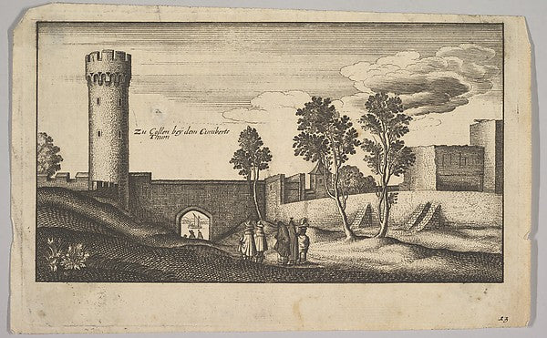 The Kunibert Tower near Cologne  1625–77-Wenceslaus Hollar,  Poster Print Wall Art