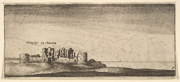 Wenceslaus Hollar :Pevensey Castle-16x12"(A3) Poster