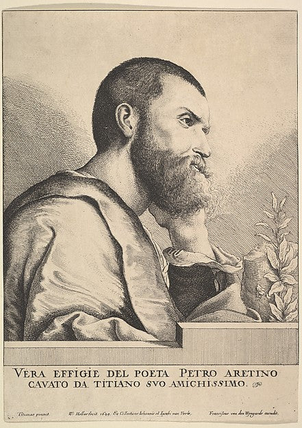Pietro Aretino 1649-Wenceslaus Hollar,  Poster Print Wall Art