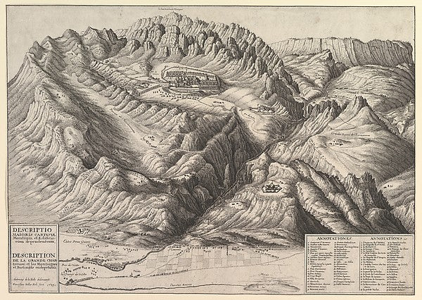 View of La Grande Chartreuse in the French Alps / Descriptio M,  Poster Print Wall Art