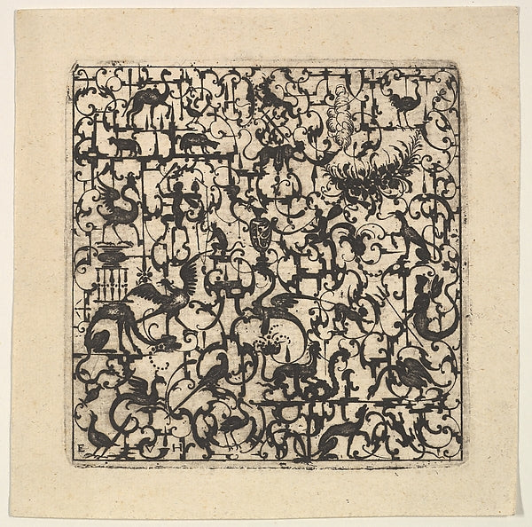 Esaias von Hulsen :Square Blackwork Design in Silhouette Sty-16x12"(A3) Poster