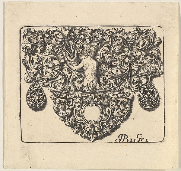 Giovani Battista Grondoni :Goldsmiths Ornament with a Young -16x12"(A3) Poster