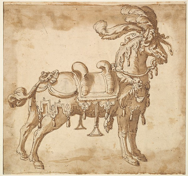 Possibly by Baccio del Bianco :Horse Dressed Up for a Tourna-16x12"(A3) Poster
