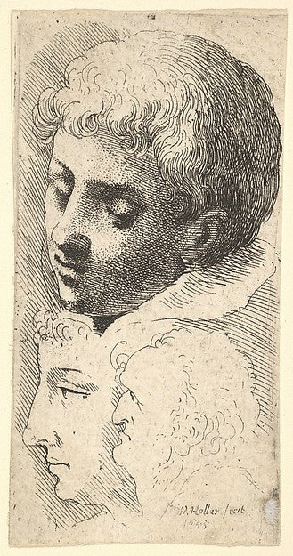 Three heads 1645-Wenceslaus Hollar,  Poster Print Wall Art