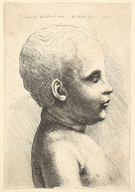 Head and shoulder of a child  in profile to right 1645-After L,  Poster Print Wall Art