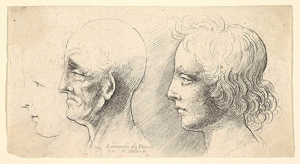 Three profile heads  one in outline only 1625–77-After Leonard,  Poster Print Wall Art