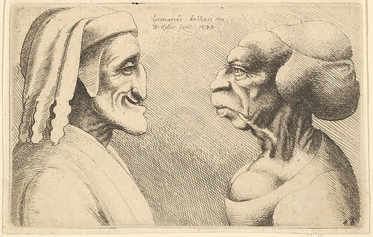 Two deformed heads  1645-After Leonardo da Vinci,16x12"(A3)Poster