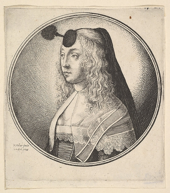 Woman with houpette on forehead turned to left 1643-Wenceslaus,  Poster Print Wall Art