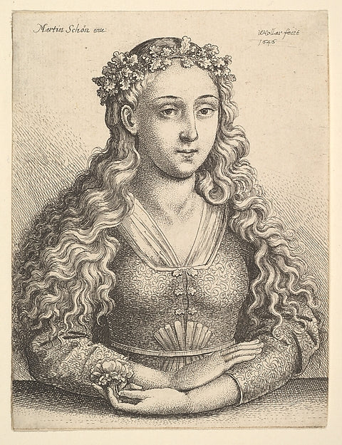 Woman with a Wreath of Oak Leaves 1646-Wenceslaus Hollar,Afte,16x12"(A3)Poster