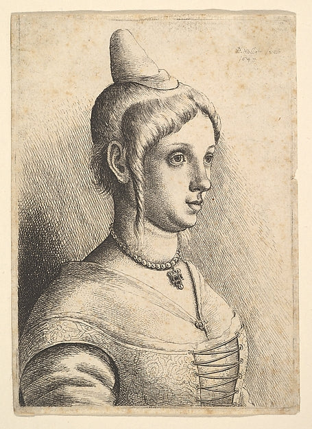 Young woman with a conical hat to right 1645-Wenceslaus Hollar,16x12"(A3)Poster