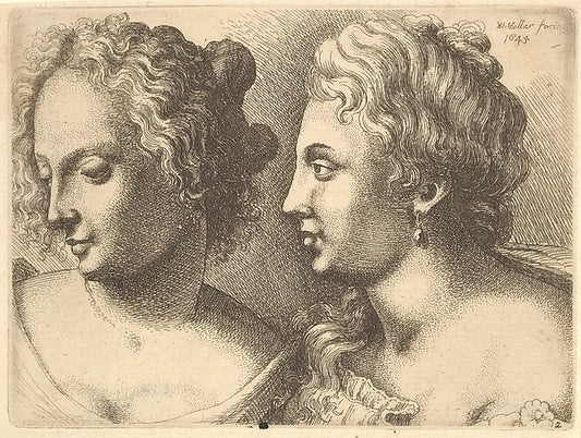Heads of two young women 1645-After Leonardo da Vinci,16x12"(A3)Poster