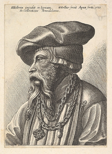 Bearded man with chain necklace 1647-Wenceslaus Hollar,After,  Poster Print Wall Art