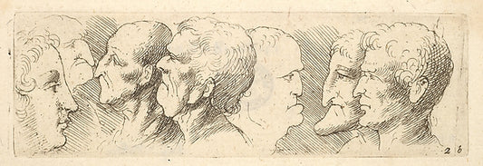 Head studies 1625–77-After Leonardo da Vinci,16x12"(A3)Poster