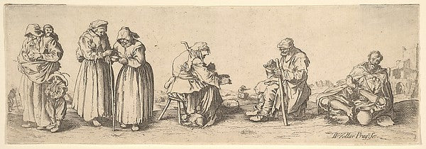 Six Men and Women Beggars 1630-After Jacques Callot,  Poster Print Wall Art