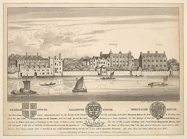 Durham House  Salisbury House and Worcester House on the Thame,  Poster Print Wall Art