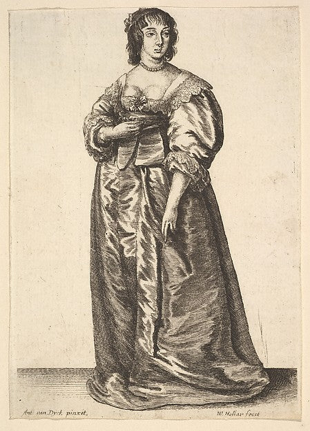 Whole-length lady  after Anthony van Dyck 1625–77-After Anthon,  Poster Print Wall Art