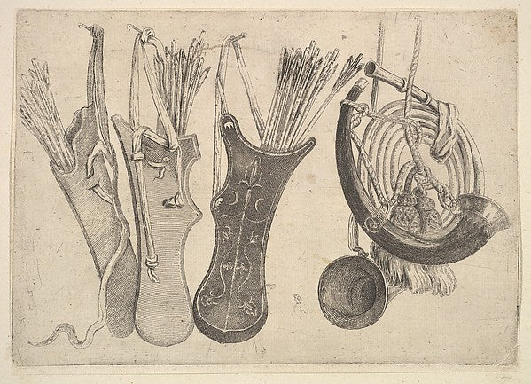 Quivers and hunting horns 1625–77-Wenceslaus Hollar,  Poster Print Wall Art