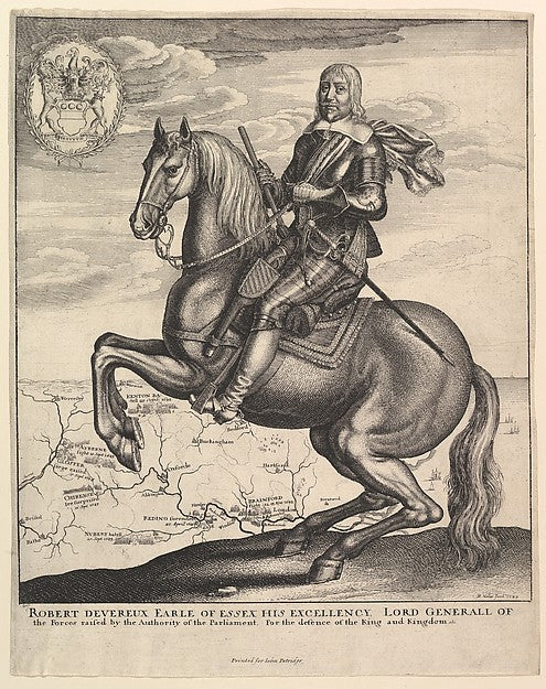 Earl of Essex on Horseback 1643-Wenceslaus Hollar,  Poster Print Wall Art