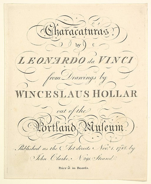 Title Page: Characaturas by Leonardo da Vinci  from Drawings b,16x12"(A3)Poster