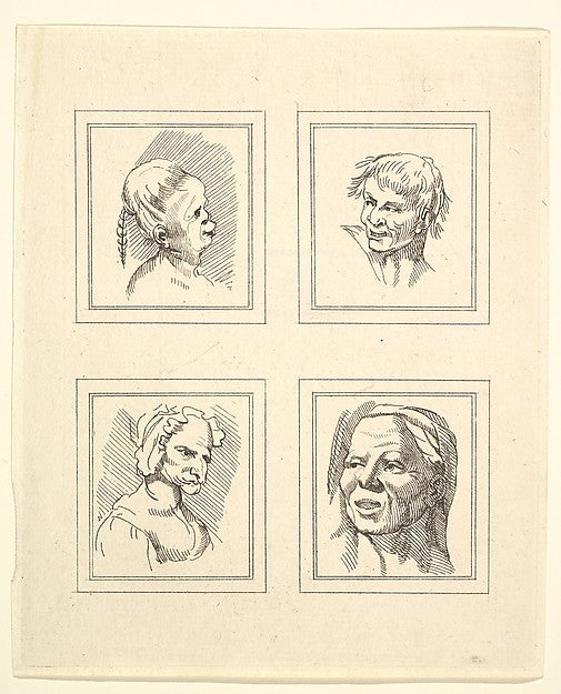 After Wenceslaus Hollar , After Leonardo da Vinci :Four Head-16x12"(A3) Poster
