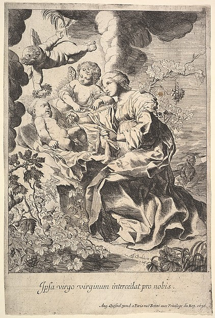 Virgin and child with angels 1636-Pierre Brebiette,16x12"(A3) Poster