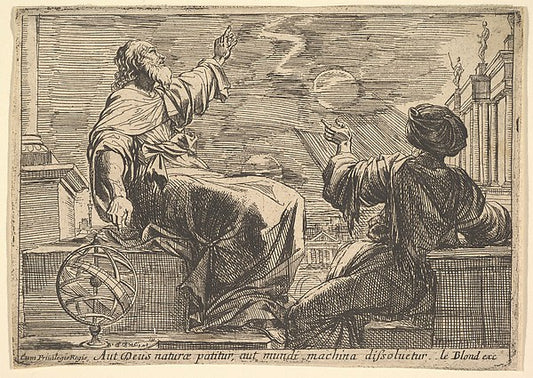 Two Philosophers Watching an Eclipse 1615–42-Pierre Brebiette,16x12"(A3) Poster