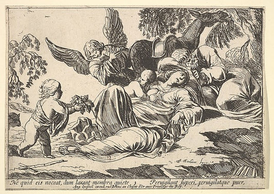 Angels Giving Fruit to the Sleeping Holy Family 1610–42-Pierre,16x12"(A3) Poster