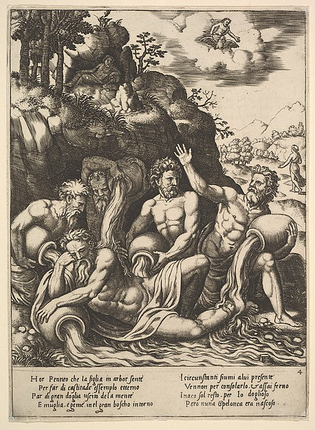 River gods consoling Peneus for the Loss of his Daughter  Daph,  Poster Print Wall Art