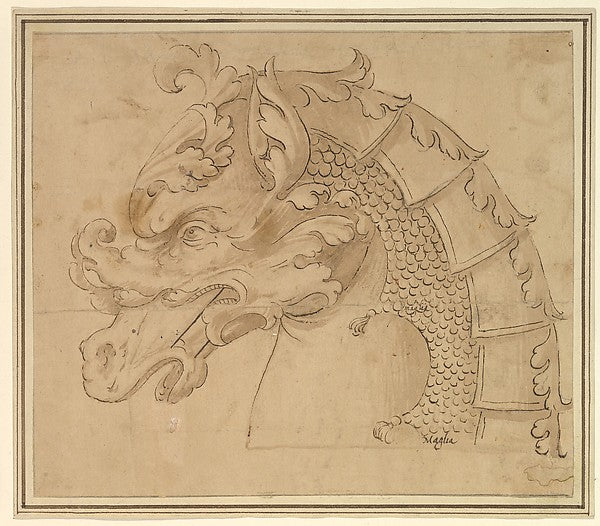 Anonymous, Italian, 17th century:Armor Design for a Horse-16x12"(A3) Poster