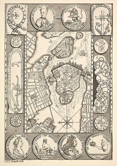 Map of Stockholm  1723–24-William Hogarth ,16x12"(A3)Poster