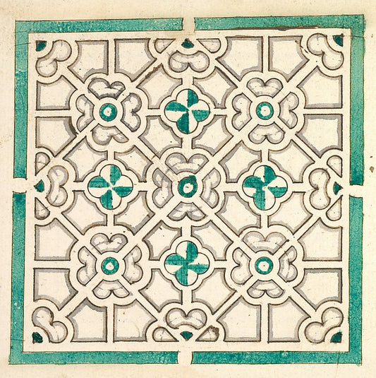 :Layout for a Garden with Flower-shaped Floral Beds-16x12"(A3) Poster