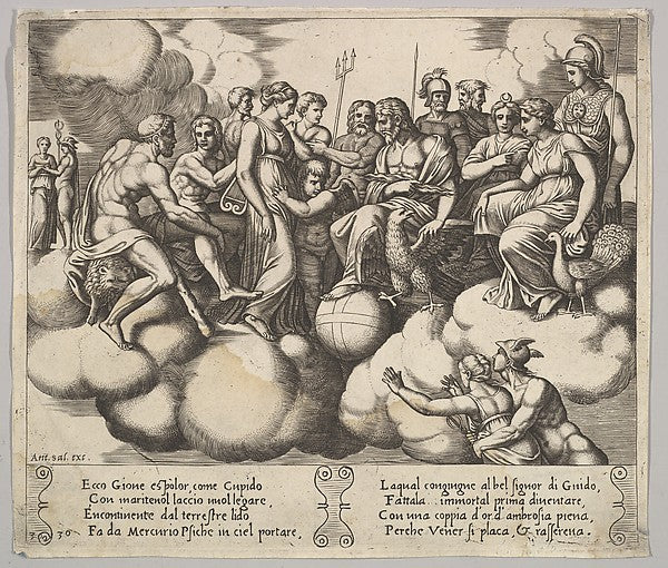 Plate 30: Venus and Cupid pleading their case in the presence ,  Poster Print