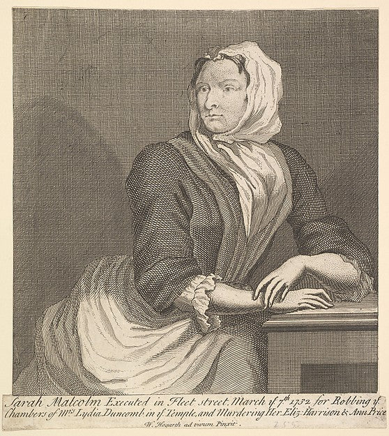 Sarah Malcolm after 1733-After William Hogarth ,16x12