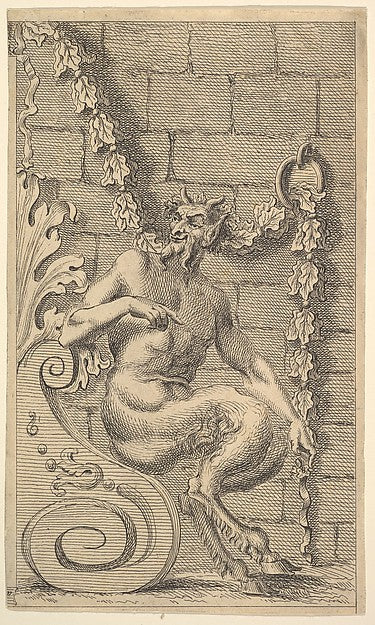 Sitting Satyrs after 1732-Related to William Hogarth ,16x12