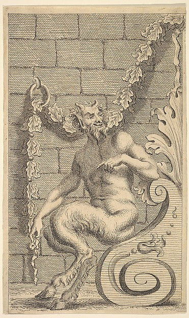 Sitting Satyrs after 1732-G. King ,  Poster Print