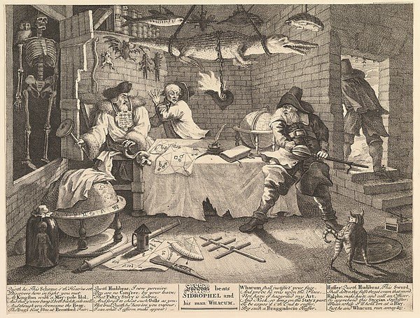 Hudibras beats Sidrophel and his man Whacum  February 1725–26-,  Poster Print