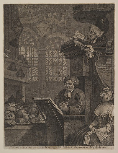 The Sleeping Congregation October 26, 1736-William Hogarth ,16x12"(A3)Poster