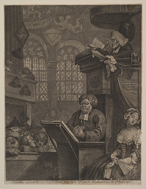 The Sleeping Congregation October 26, 1736-William Hogarth ,16x12