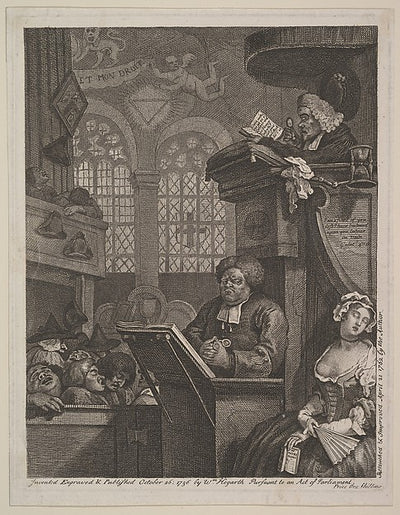 The Sleeping Congregation April 21, 1762-William Hogarth ,16x12"(A3)Poster