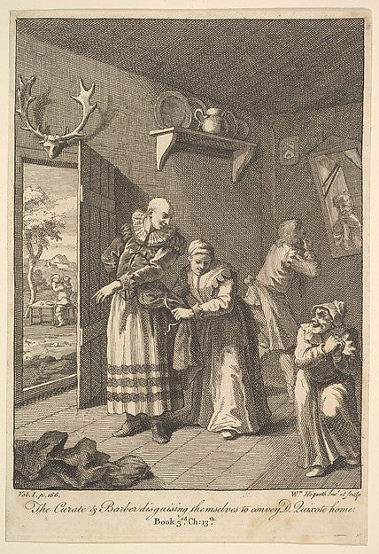 The Curate and the Barber Disguising Themselves to convey Don ,  Poster Print